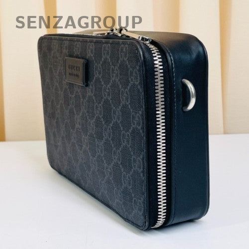 GUCCI Monogram Logo Camera bag Black Gray Shoulder Handbag
