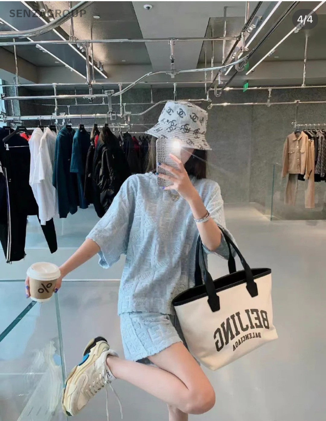 Balenciaga City Series CHENDU Canvas Leather Top Handle Shoulder Bag Women White