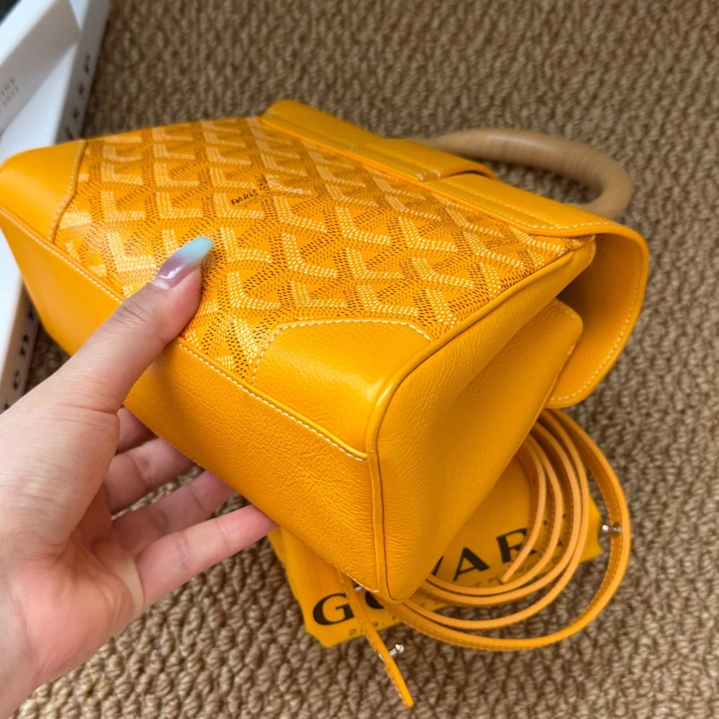 Goyard Saigon Mini Souple Yellow Top Handle Bag For Women