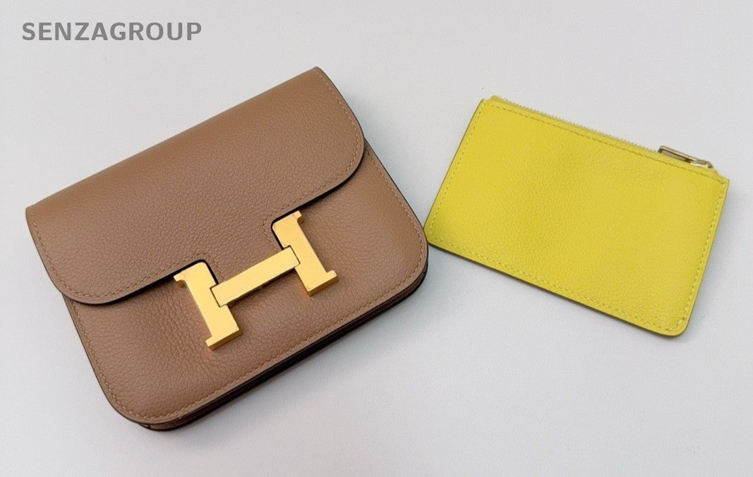 Hermes Slim Epsom Leather Purse Brown Calfskin