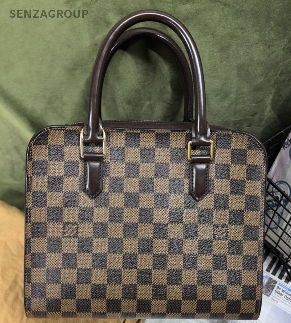 Louis Vuitton Damier Ebene Top Handle Shoulder Bag Brown