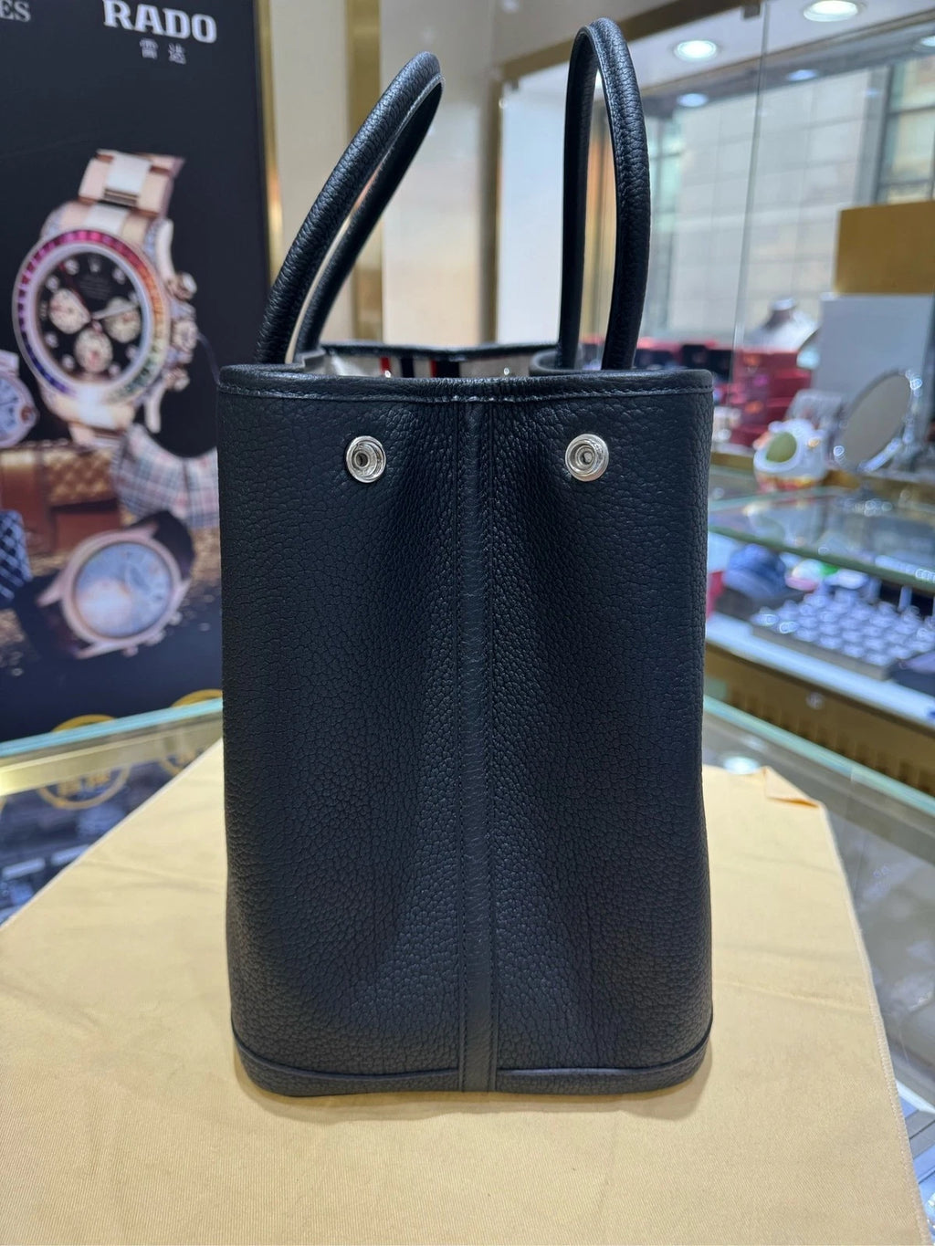 Pre-owned Hermes 36 Black Silver Garden Tote Bag For Women