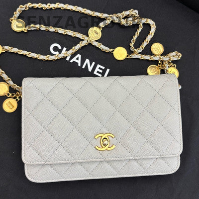 Chanel WOC Lambskin Gold Chain Shoulder Crossbody Bag Quilted Classic