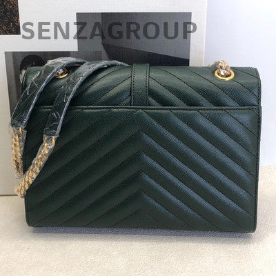 Saint Laurent Envelope Chain Bag Green Gold Hardware Classic Women's