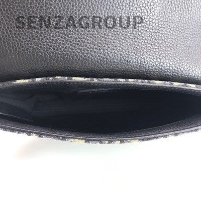 Dior Saddle Bag Monogram Black Calfskin Unisex Crossbody