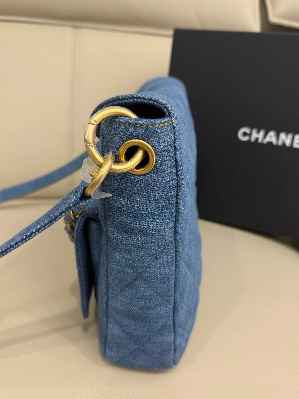 CHANEL Supple Twins Denim Blue Shoulder Bag For Women