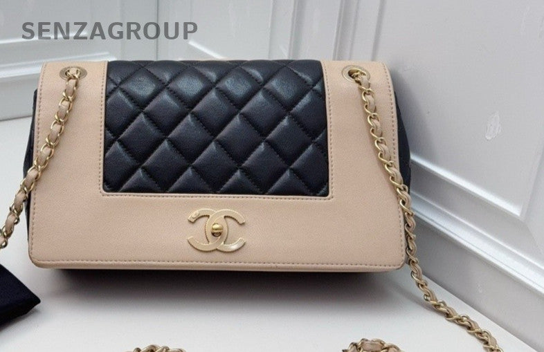 Chanel CF Leather Shoulder Crossbody Bag Women Brown Black