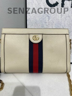 Gucci Ophidia Clip Chain Shoulder Crossbody Bag White Gold Classic Women