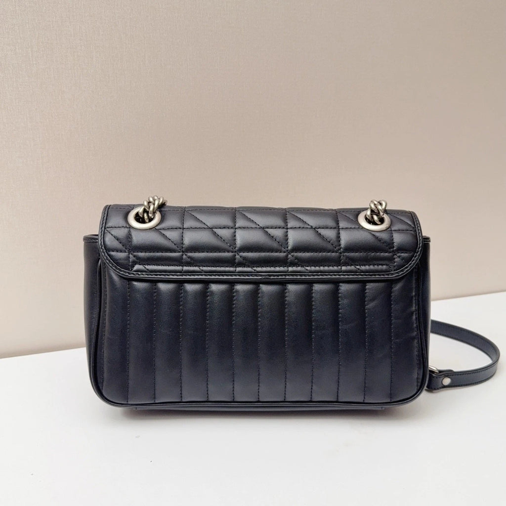 Gucci Marmont26 MM Chain Shoulder Bag Crossbody Black Silver Women
