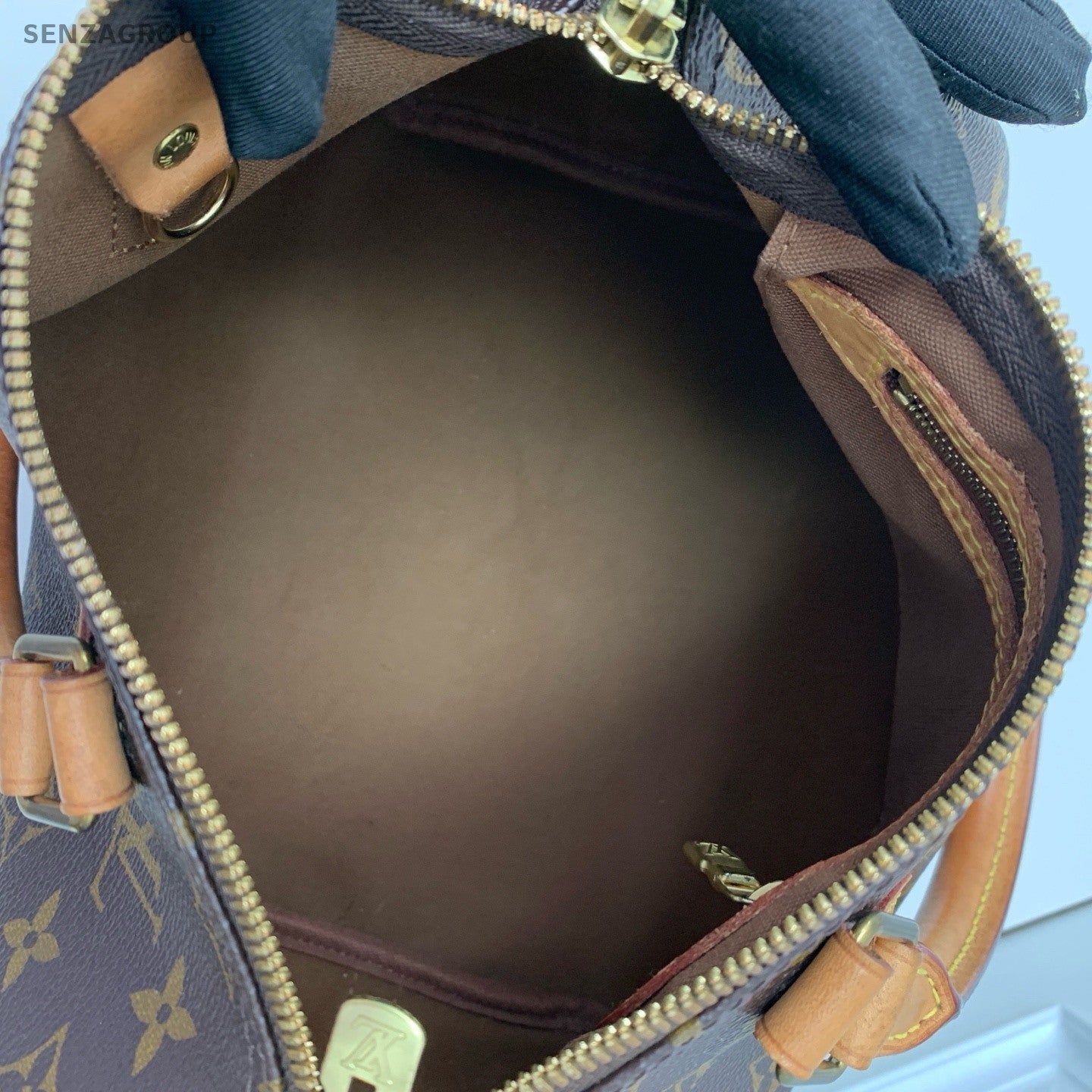 Louis Vuitton Speedy25 Monogram Top Handle Bag Crossbody Brown Women Classic