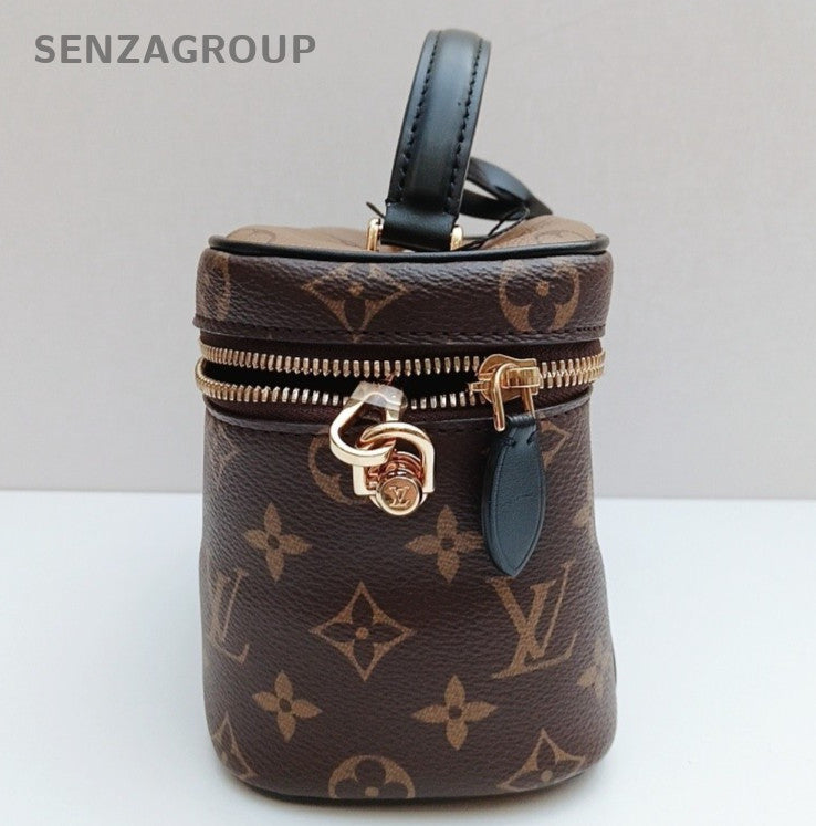 Louis Vuitton Monogram Chain Crossbody Top Handle Bag Brown Gold Women Classic