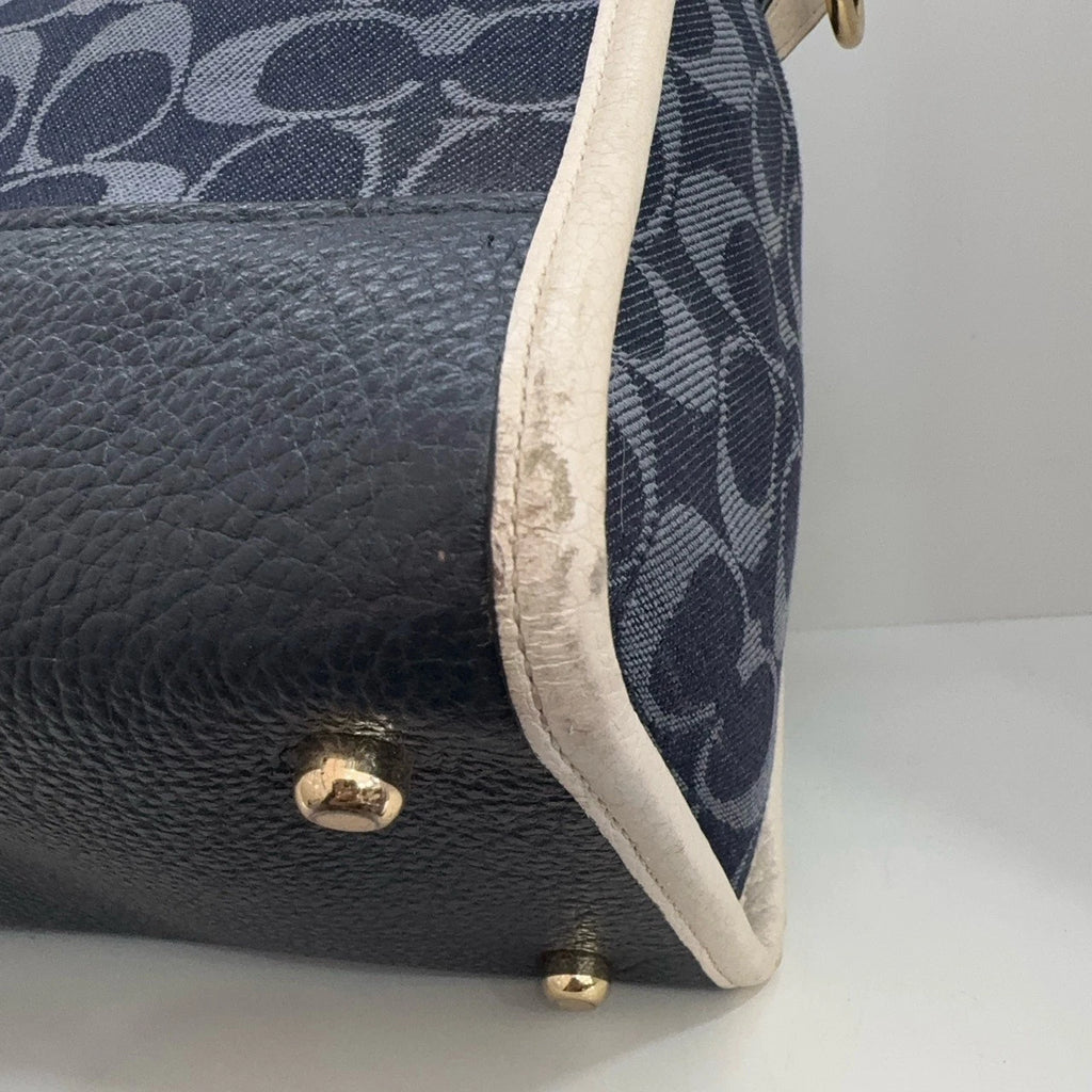 Coach Women Denim Blue Monogram Shoulder Handbag Crossbody Bag