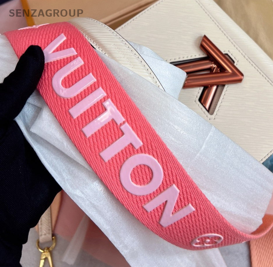 Louis Vuitton Twist PM Top Handle Bag Crossbody White Pink Gold Women Classic