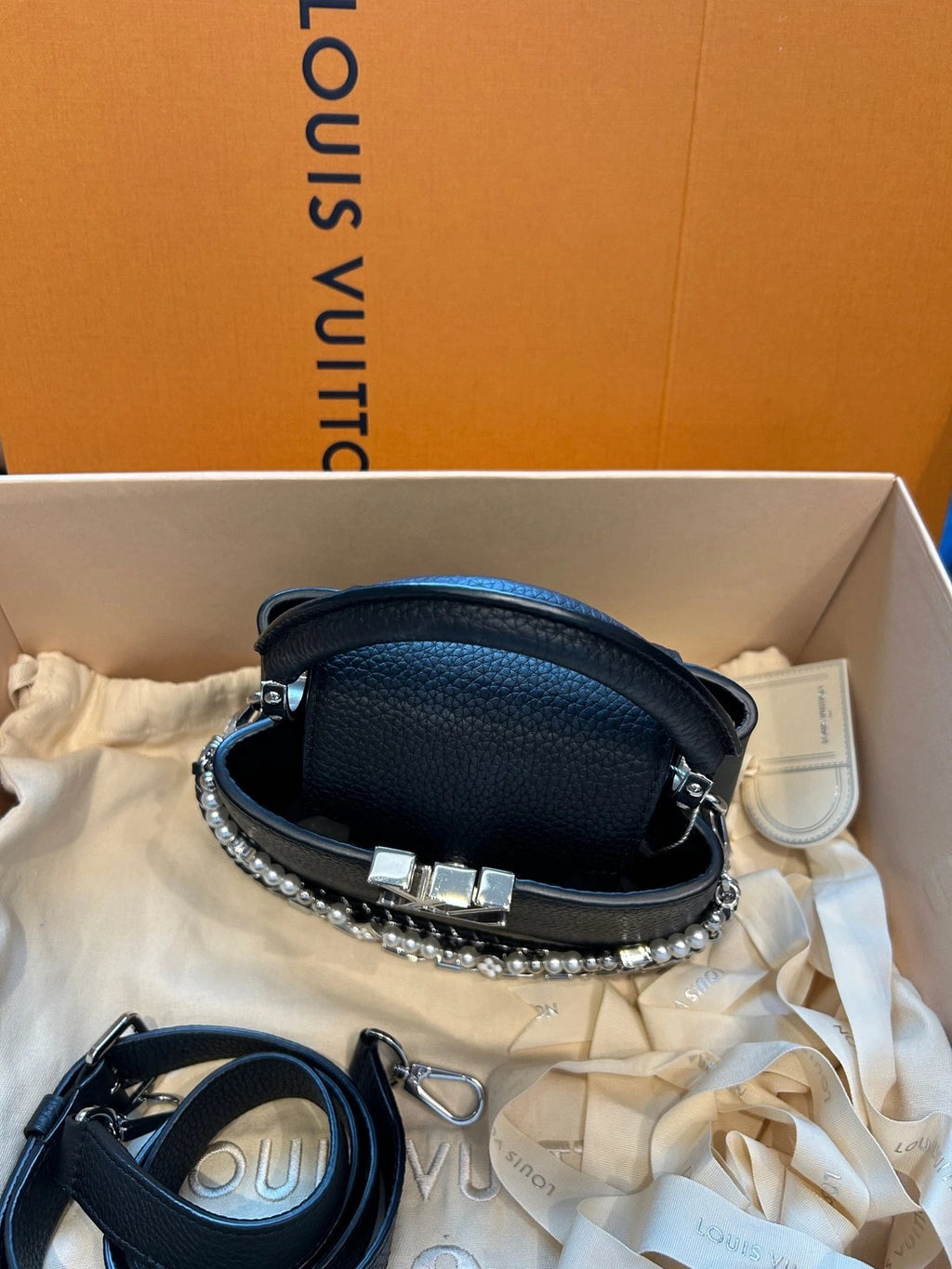 Louis Vuitton Capucines Mini Black Crossbody Handbag For Women