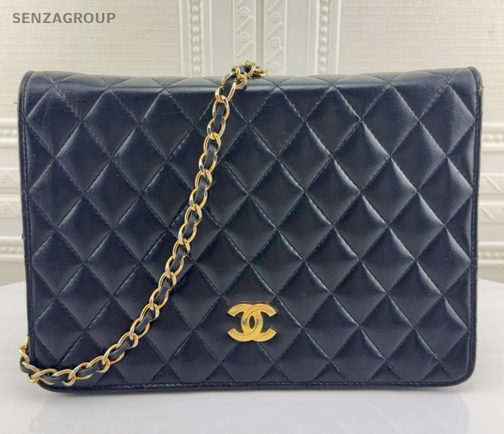 Chanel WOC Vintage Chain Shoulder Bag Black Gold Women Classic Diamond Women