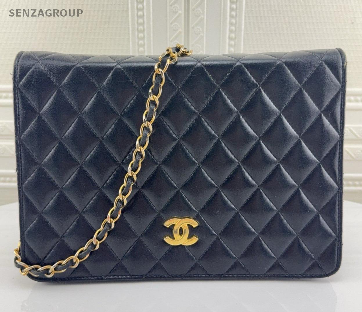 Chanel WOC Vintage Chain Shoulder Bag Black Gold Women Classic Diamond Women