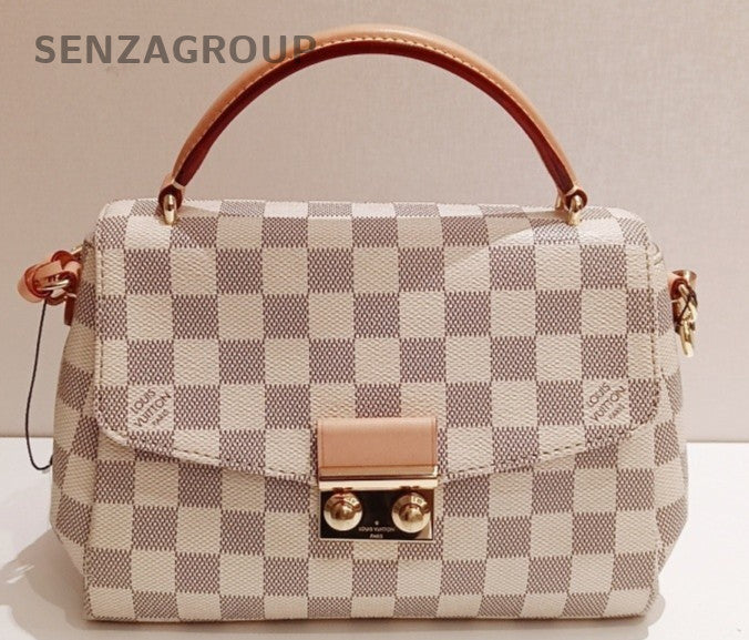 Louis Vuitton Damier 2Way Top Handle Bag Shoulder Bag White Pink Women Classic