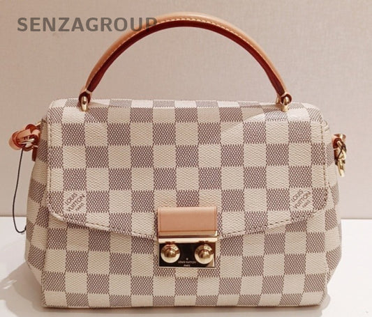 Louis Vuitton Damier 2Way Top Handle Bag Shoulder Bag White Pink Women Classic