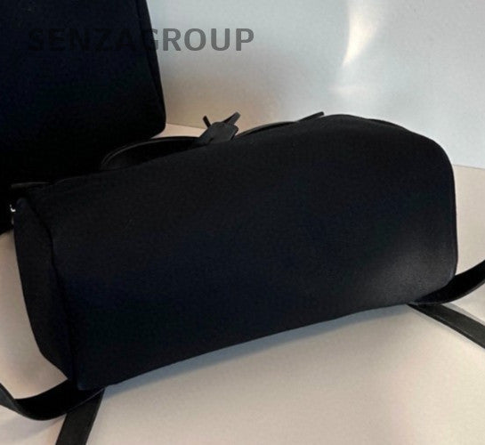 Hermes Herbag Canvas Backpack Black Silver Used Women Classic Vintage