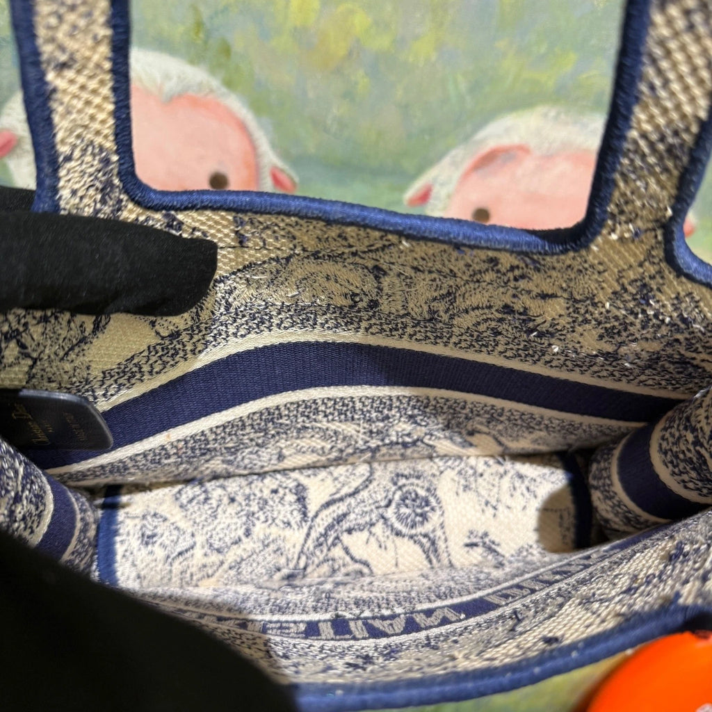 Dior Women Canvas Mini Embroidered Zoo Tote Bag