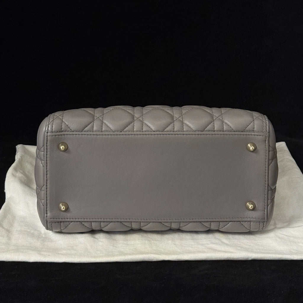 Dior Lady Dior Gold Gray Crossbody Excellent