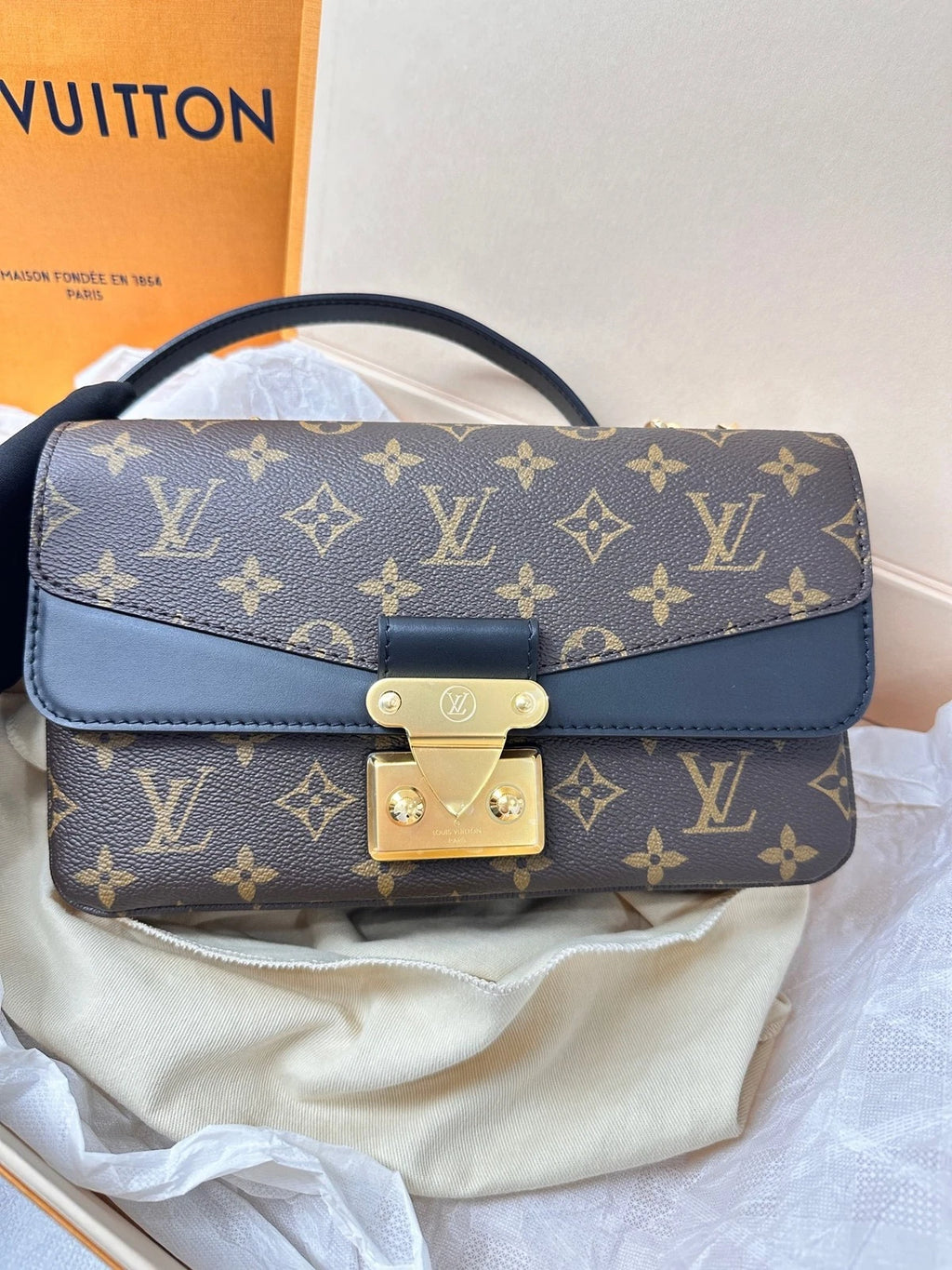 Louis Vuitton Monogram Black Marceau Chain Crossbody For Women