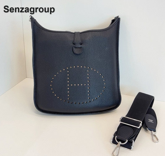 Hermes  Evelyne29 Shoulder Bag Crossbody Black Silver Unisex Adults Classic