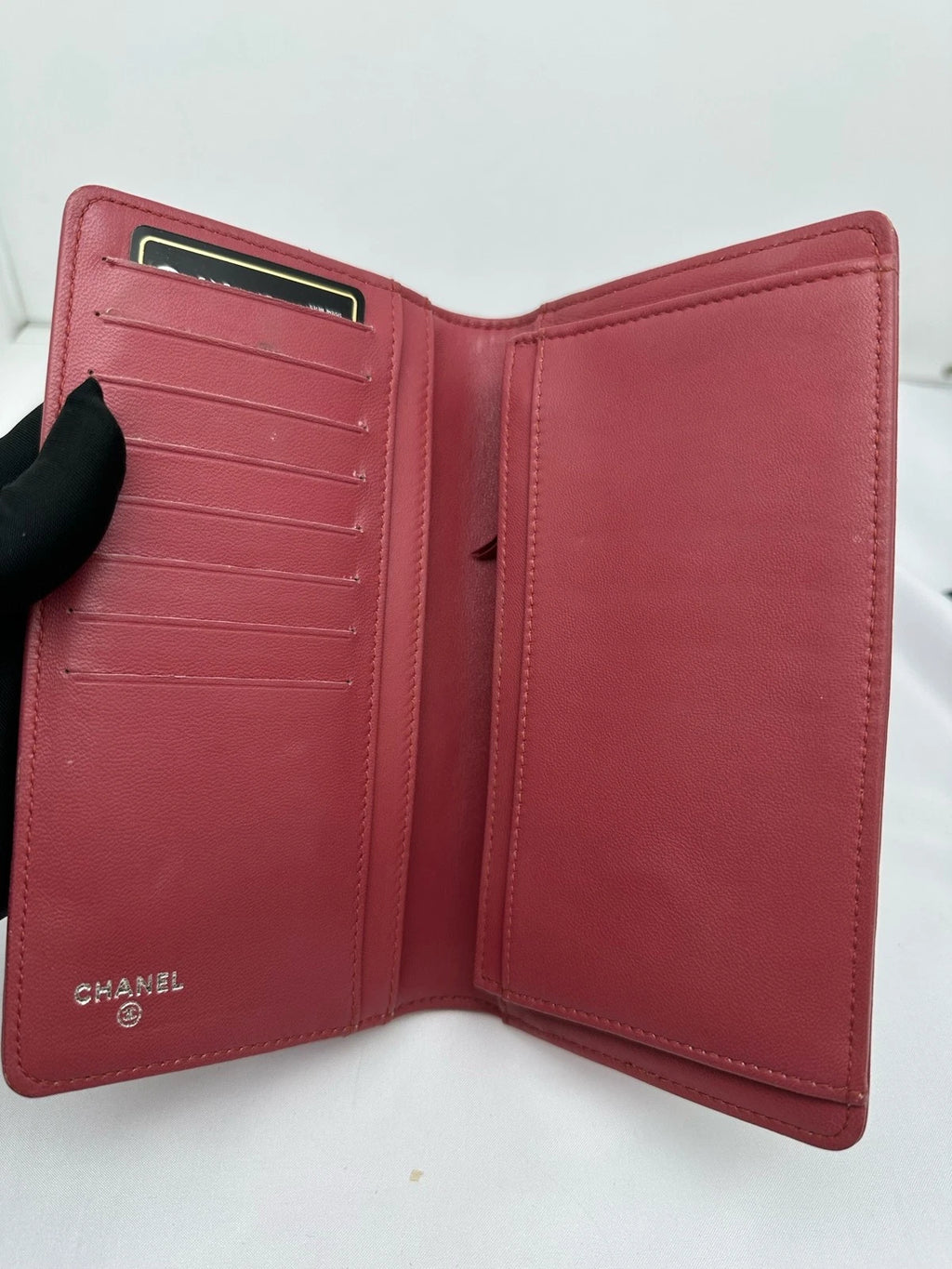 CHANEL LeBoy Leather Red Wallet For Women