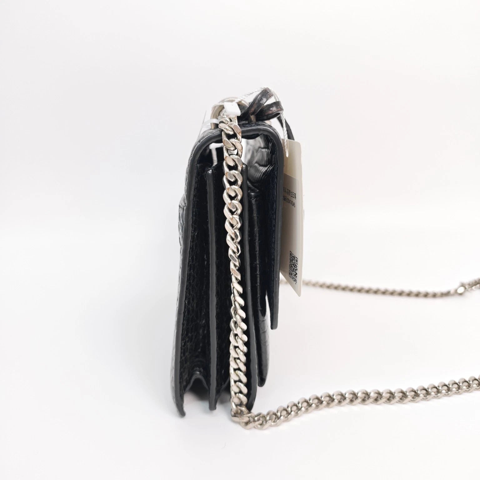 YSL Black Crocodile Embossed Medium Sunset Shoulder Crossbody Women
