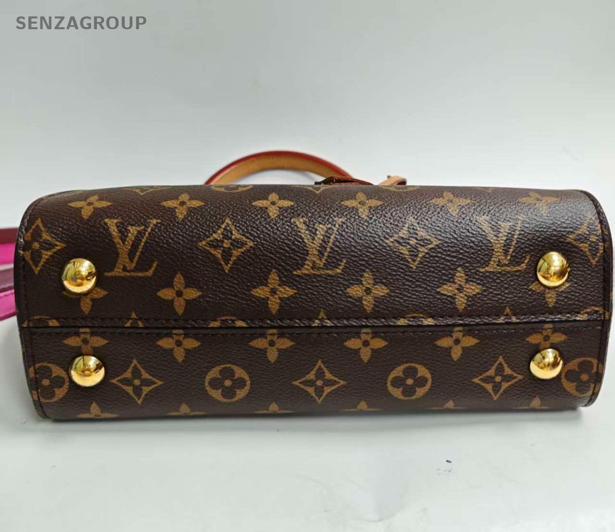 Louis Vuitton Cluny BB Monogram Top Handle Bag Crossbody Brown Gold Women