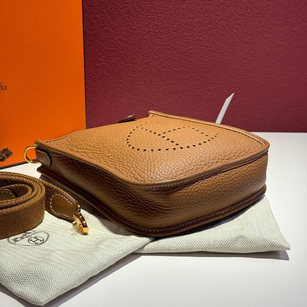 Hermes Evelyne Mini Brown TC Leather Shoulder Crossbody Bag For Women