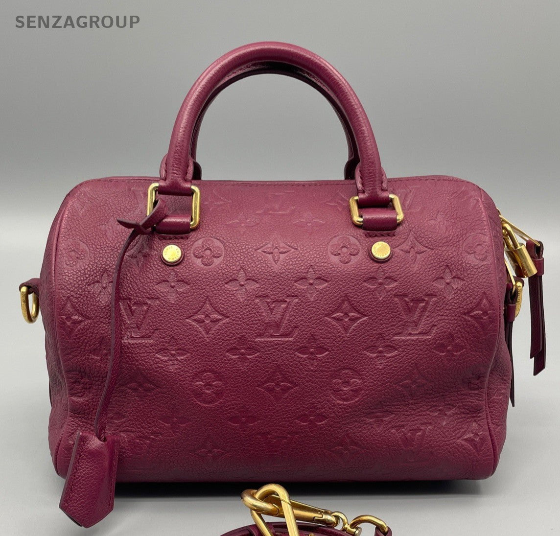 Louis Vuitton Speedy Monogram Calfskin Top Handle Bag Crossbody Red Women