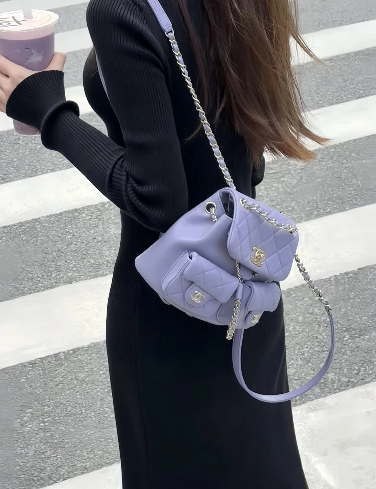 CHANEL Purple Leather Small Duma Backpack For Women