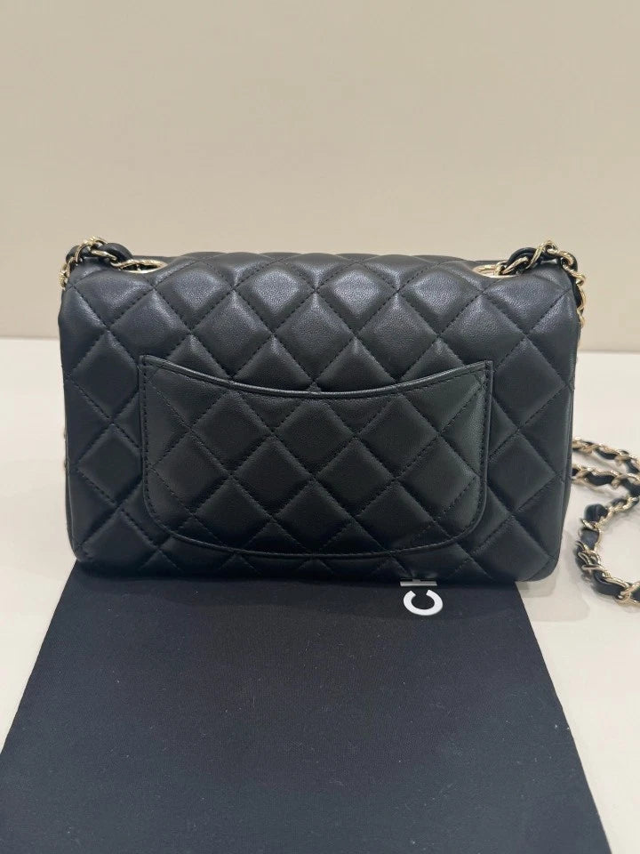 CHANEL Black Gold Classic Flap Mini Crossbody Bag For Women