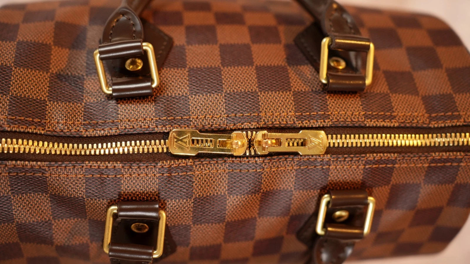 Louis Vuitton Speedy25 Damier Brown Shoulder Bag Top Handle Bag Excellent
