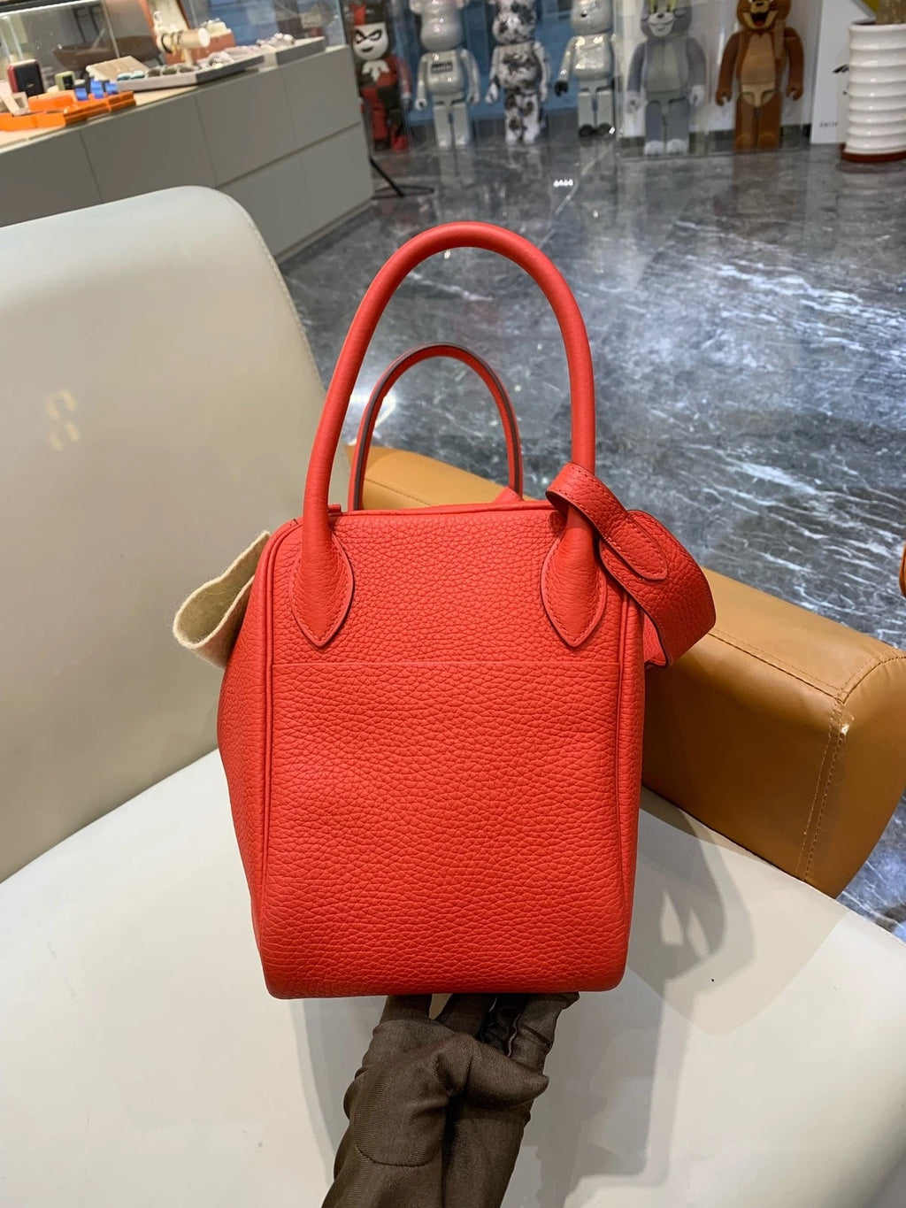 Hermes Lindy30 TC Leather Red Gold Hardware Bag For Women