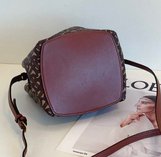 Burberry Top Handle Bucket Drawstring 2way Shoulder Handbag Monogram Women