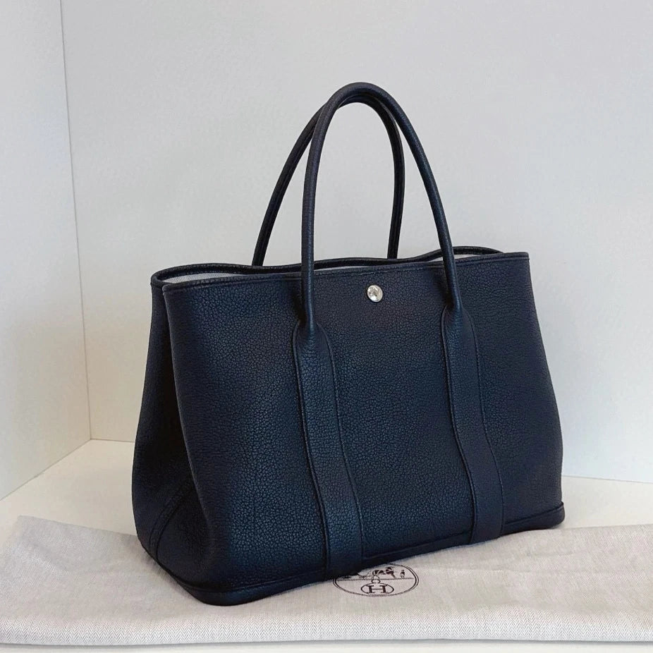 Hermes Garden Party36 Top Handle Bag Black Silver Unisex Adults Classic