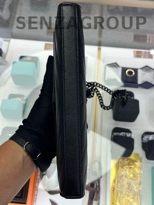 YSL Saint Laurent So Black Quilted Leather Envelope Chain Crossbody Bag
