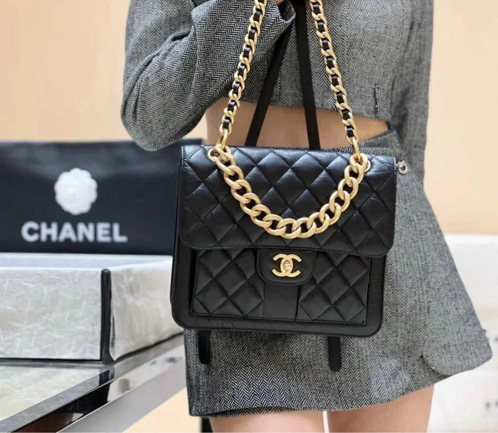 CHANEL Vintage Calfskin Backpack Handbag For Women
