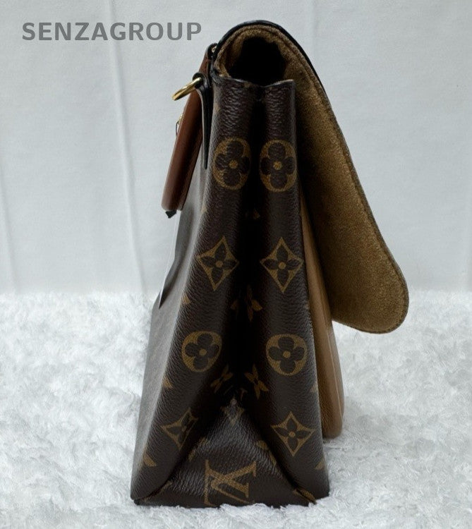 Louis Vuitton Marignan Monogram Top Handle Bag Crossbody Brown Gold Women