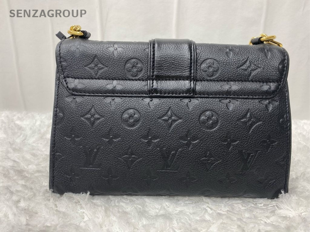 Louis Vuitton Monogram Chain Shoulder Bag Black Gold Women Classic