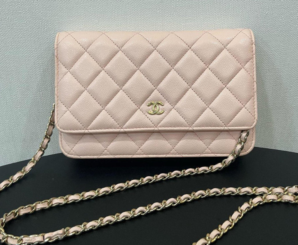 CHANEL Woc Diamond Pattern Calfskin Chain Shoulder bag Crossbody Pink Women