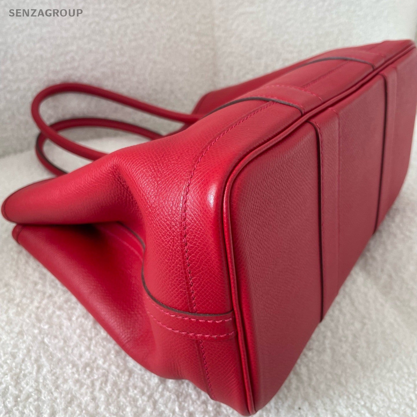 Hermes Garden Party30 Top Handle Bag Red Silver Used Women Classic Fashion