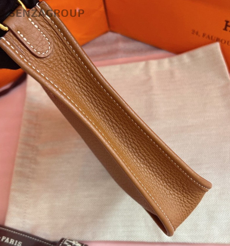 HERMES Evelyne TPM Mini Shoulder Bag Crossbody Brown Gold Used Women Classic