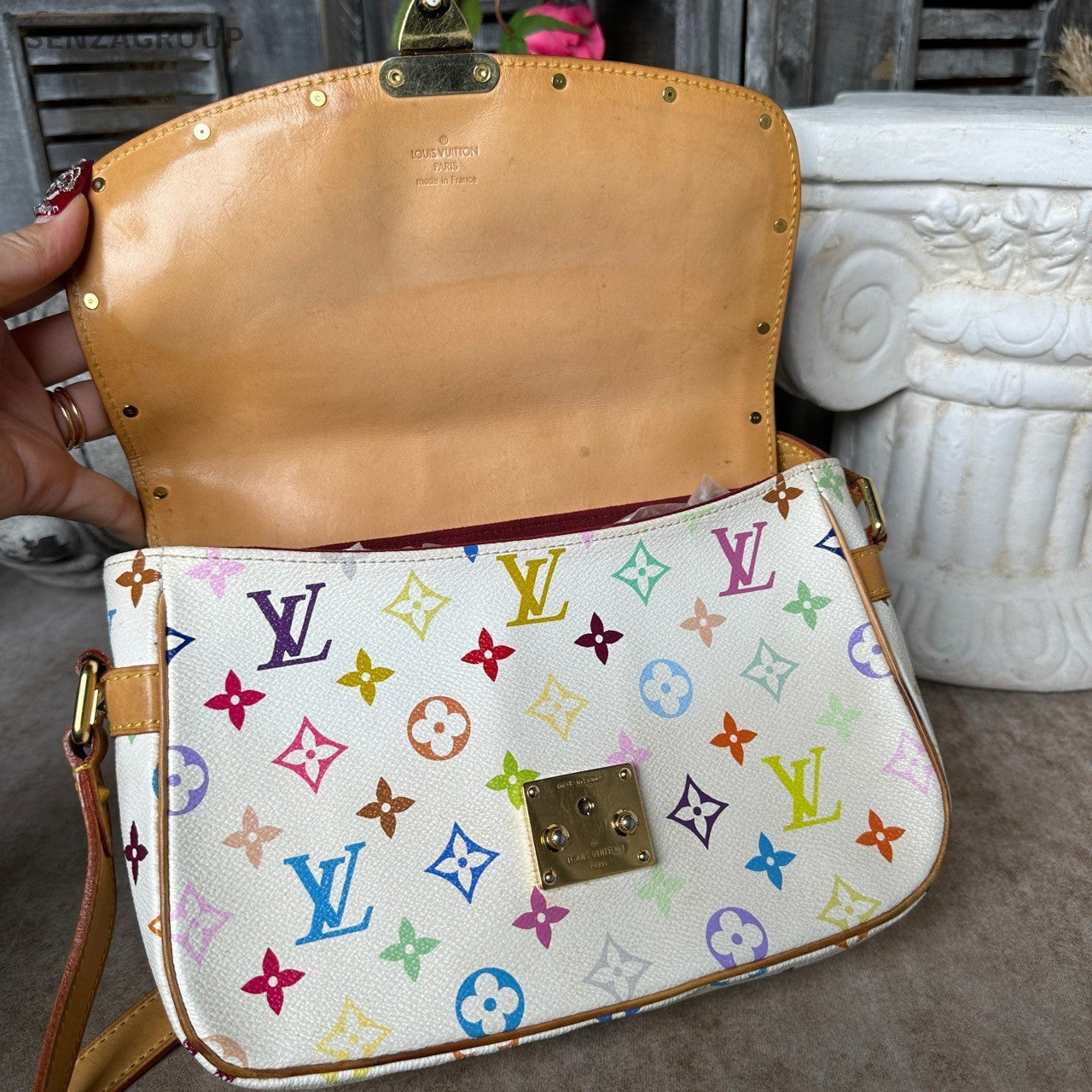 Louis Vuitton Monogram White Multicolor Shoulder Bag Crossbody Women Classic