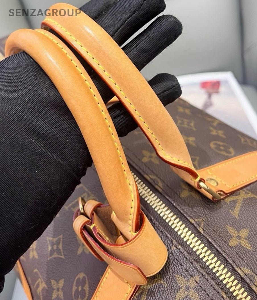 Louis Vuitton Keepall Monogram Top Handle Bag Brown Gold Used Women Classic