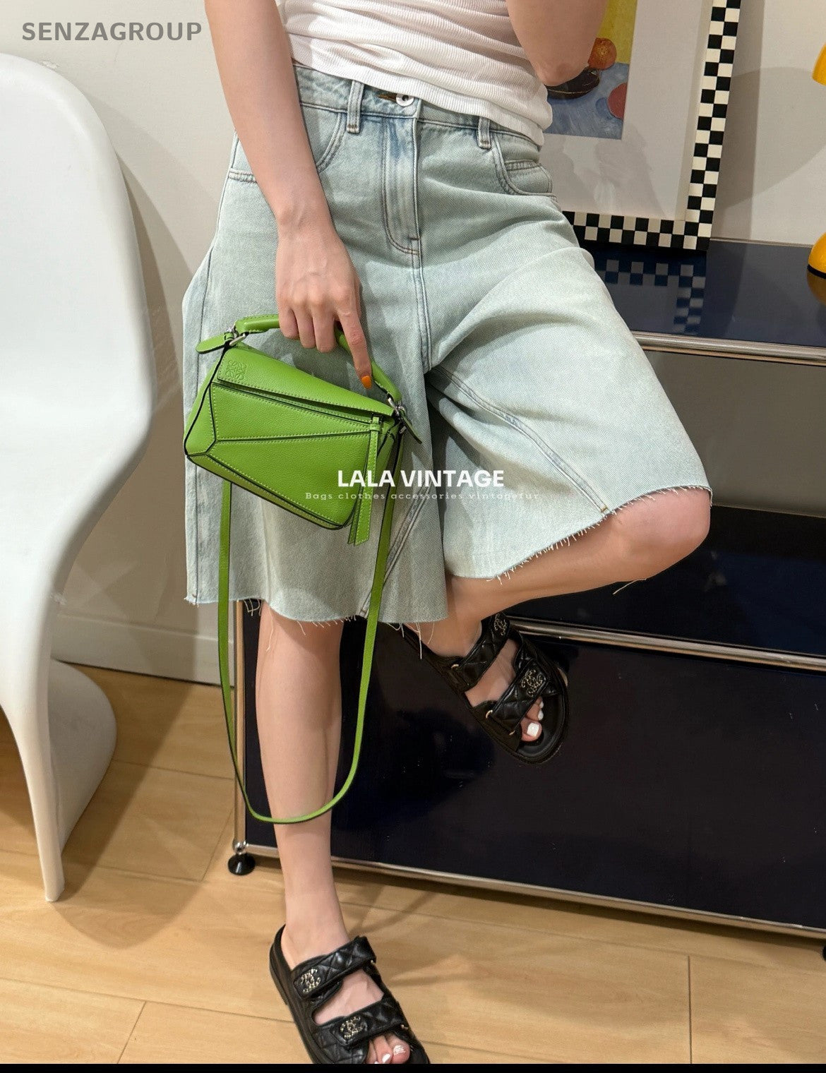 Loewe Mini Puzzle Crossbody Handbag Clutch Bag Women Fennel Green
