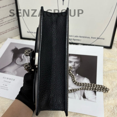 Gucci Black Silver Snake Head Chain Shoulder Crossbody Bag Women Classic