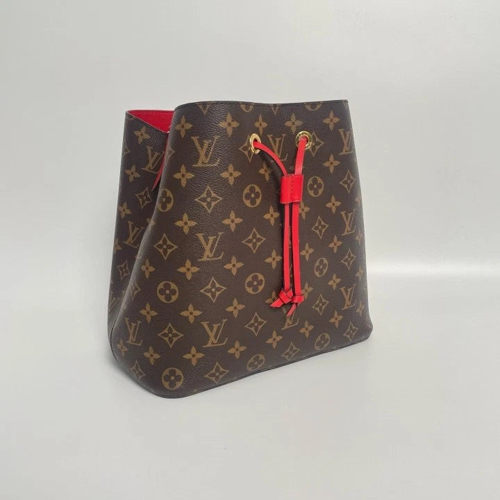 Louis Vuitton NeoNoe Monogram Canvas Medium Red Bucket Bag For Women